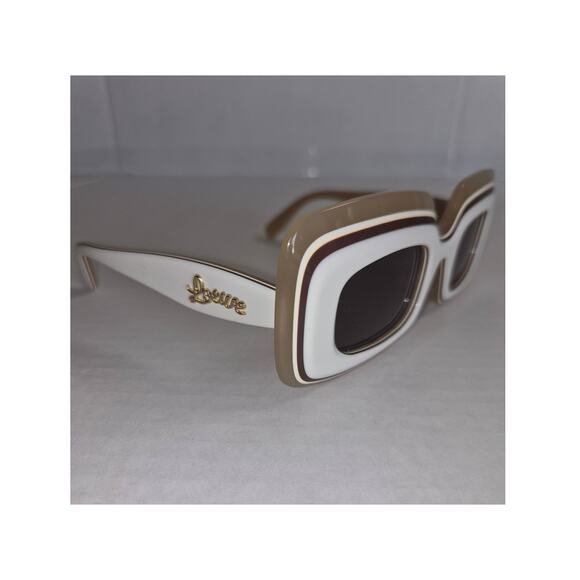 Loewe x Paula\'s Ibiza  Layered Rectangular Frame Sunglasses White and Beige main image 16